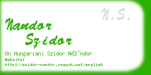 nandor szidor business card